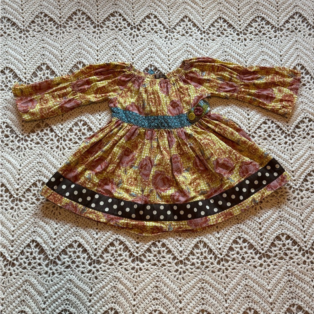 Matilda Jane Vintage Original Girl Dress/Shirt Whimsical 4T Waist Ribbon Pattern